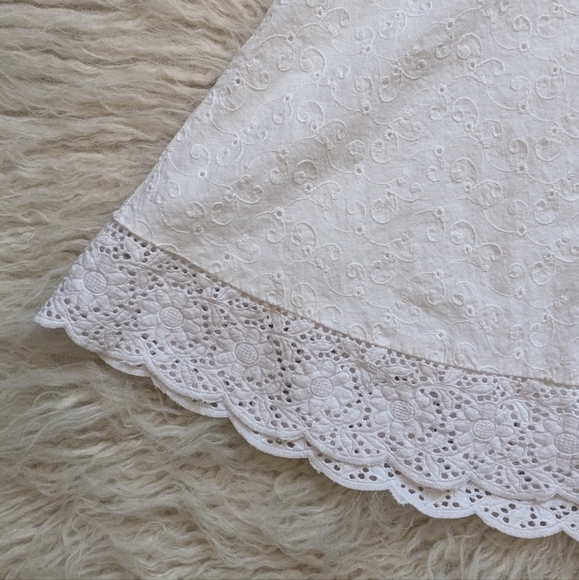 Vintage Ruby Rox White Embroidered Strapless Dress Lace Trim Women's Size 3 - Picture 4 of 8